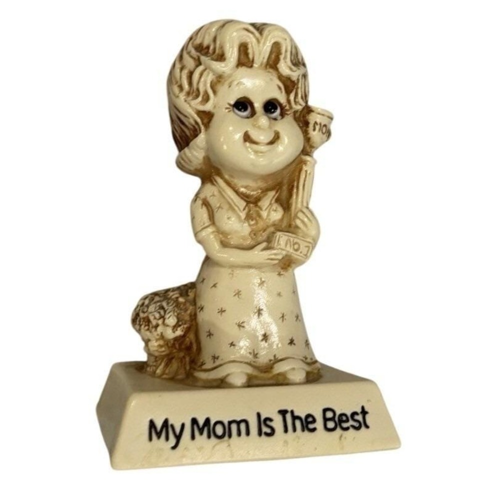 Russ Berrie Figurine My Mom Is The‎ Best Vintage 1976 Cream Message Statue 5"